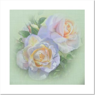 Vicorian Roses Neck Gator Two White Roses Posters and Art